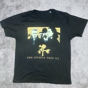 U2 The Joshua Tree Album Tour Graphic Tee Shirt Adult Size XL(44) Black Yellow